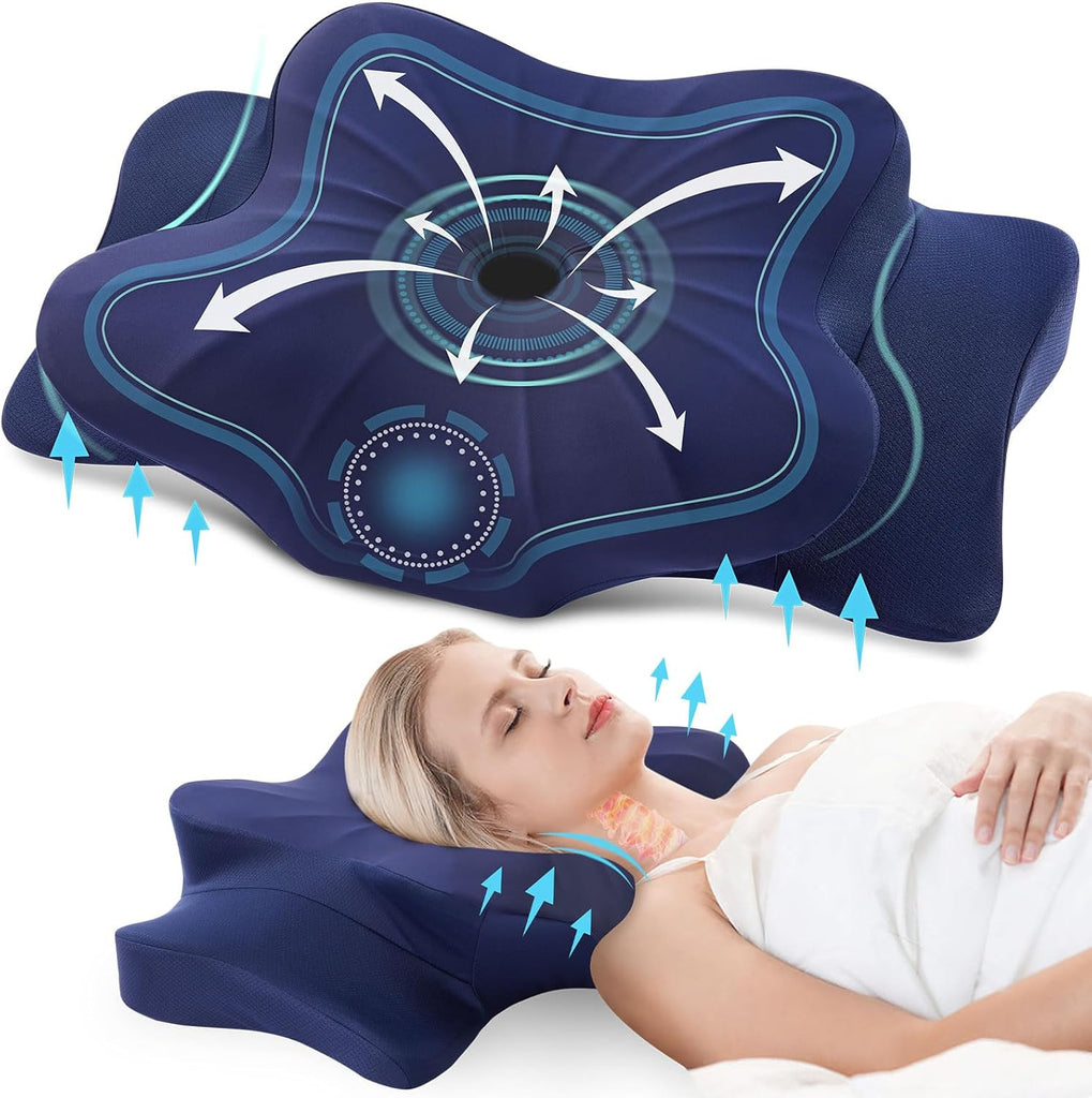Butterfly Sleep Cervical Pillow Dark Blue – donamapillow