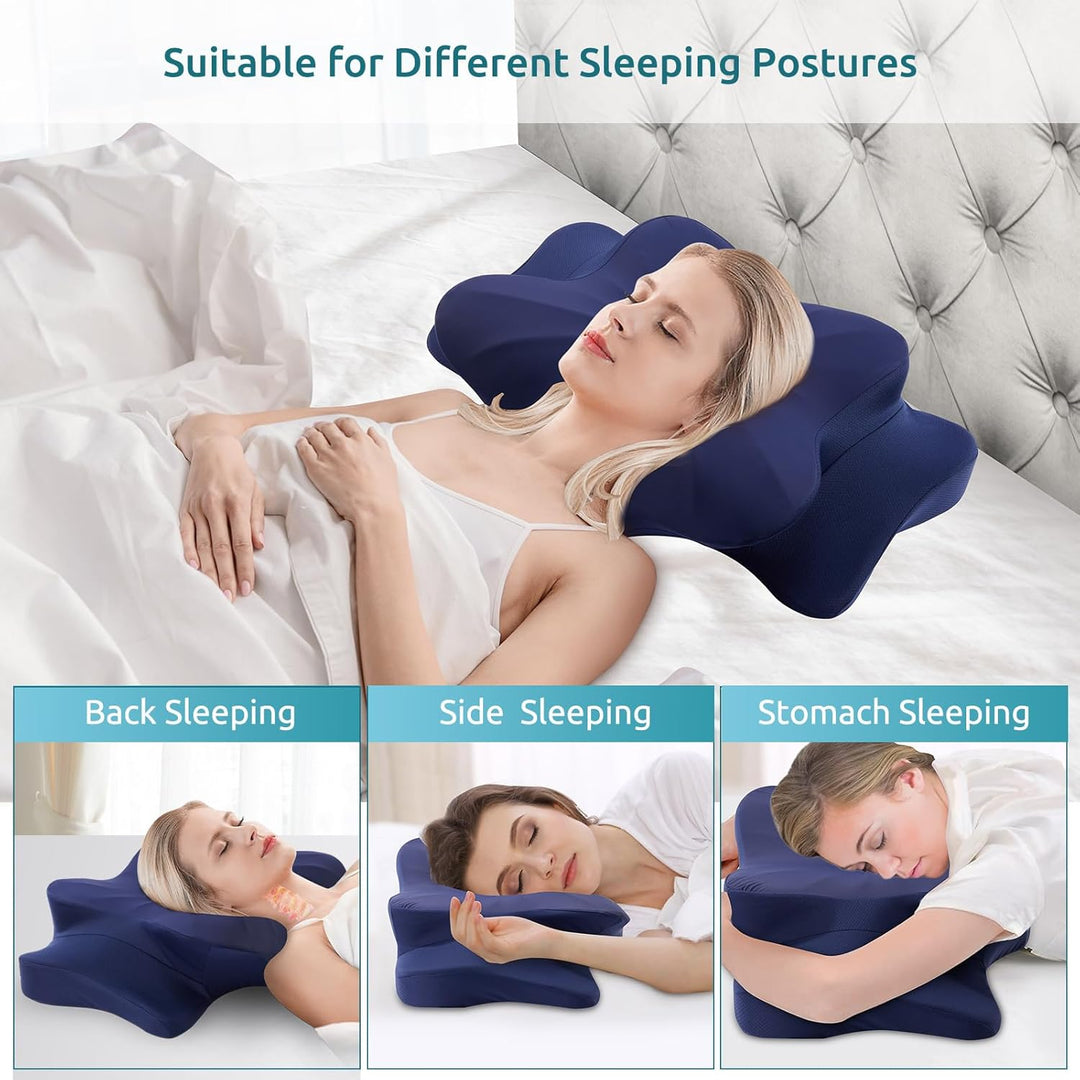 Butterfly Sleep Cervical Pillow Dark Blue – donamapillow