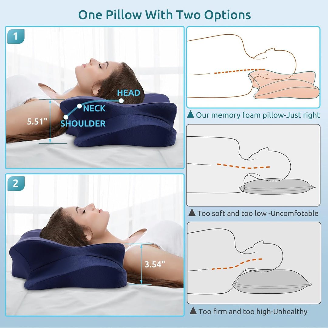 Butterfly Sleep Cervical Pillow Dark Blue – donamapillow